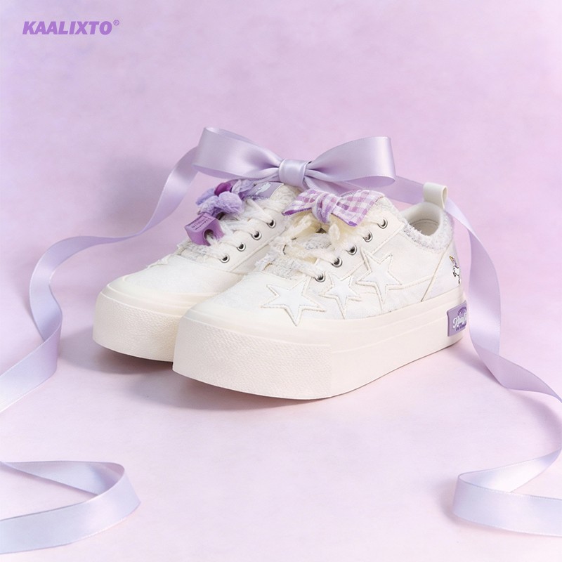 kaalixto&SK卡卡星星鞋绮梦紫帆布鞋低帮百搭增高情侣时尚粉彩风主图