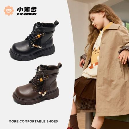 小米步【牛仔】年货节2025冬季新款单里儿童时尚中筒靴轻便牛仔靴