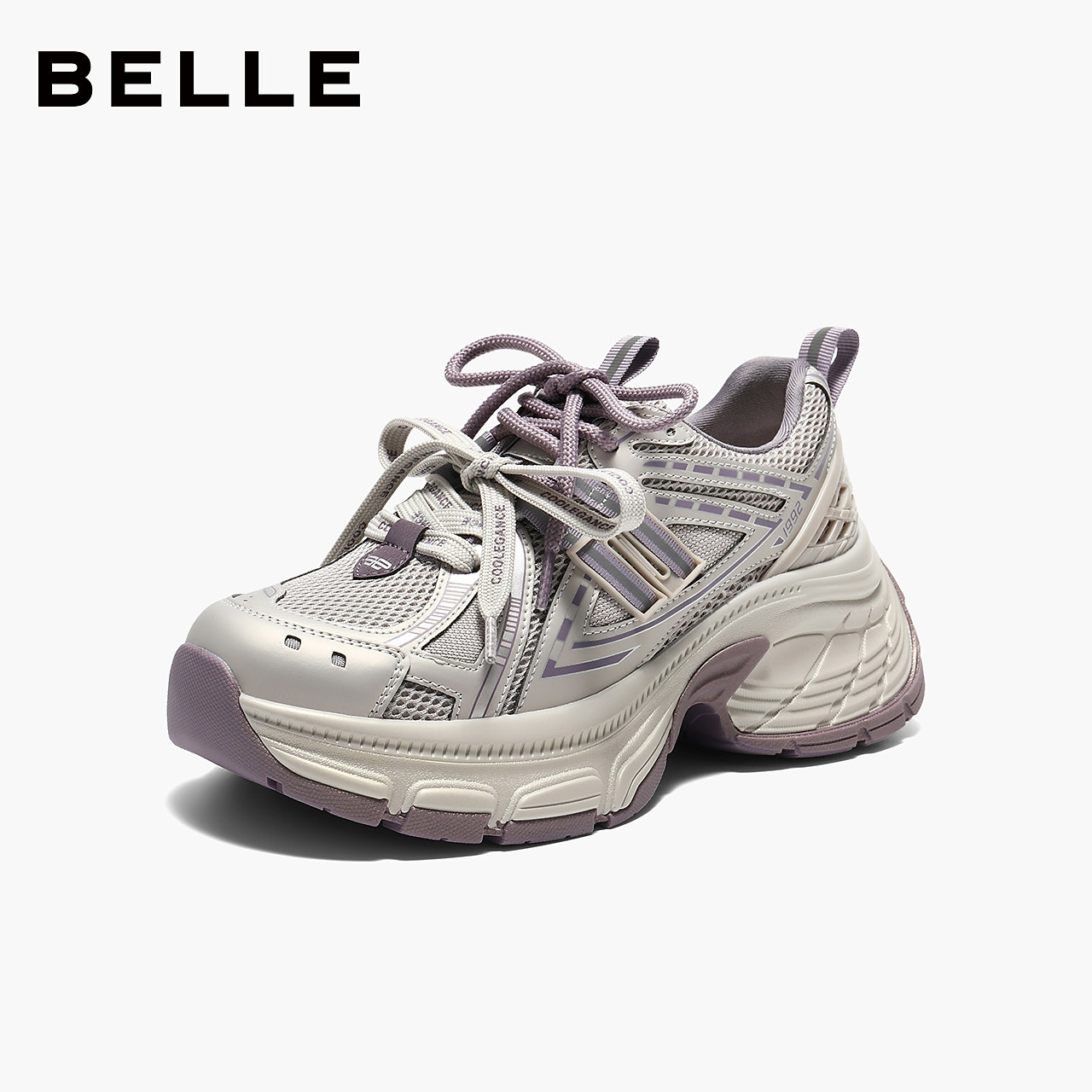 百丽女鞋撞色蓝鲸运动老爹鞋女厚底增高休闲鞋主图