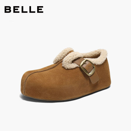 百丽厚底花生吐司勃肯鞋女内增高厚底加毛勃肯鞋