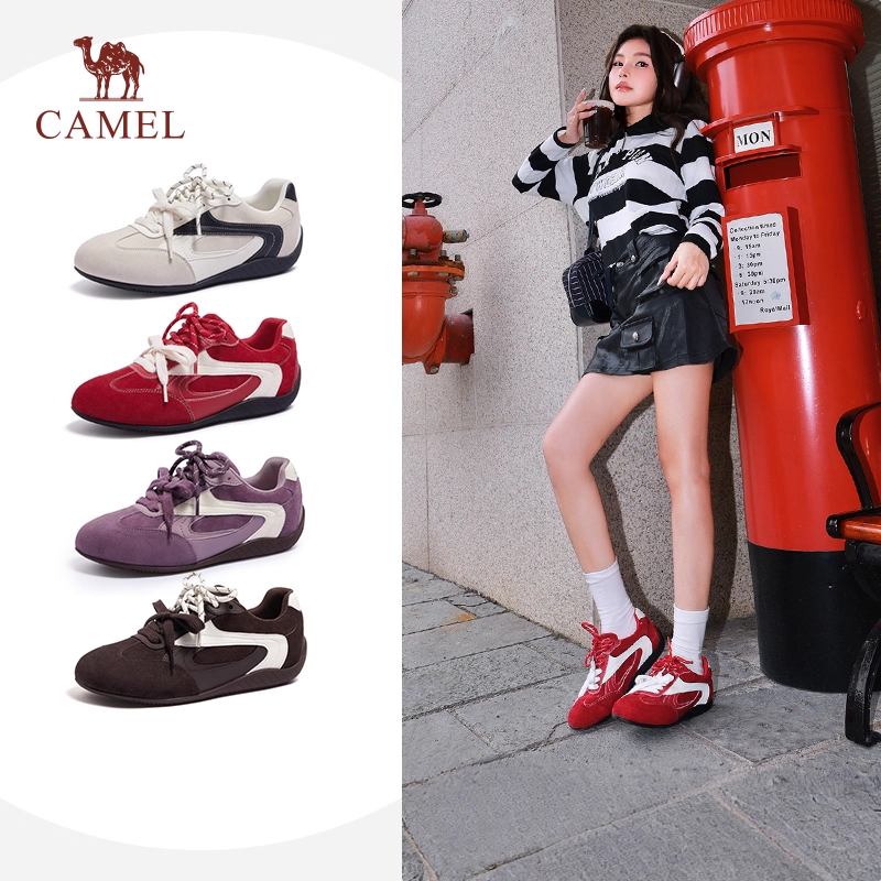 骆驼飞驰女鞋2025秋冬新品赛车复古氛围感反绒德训鞋主图