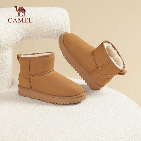 【香菇超级年货节】骆驼户外保暖加绒冬季雪地靴薄底厚底勃肯款