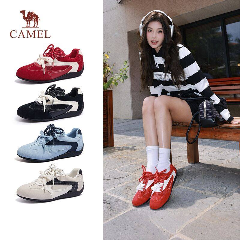 【胡可推荐】骆驼女鞋德训鞋双鞋带薄底休闲板鞋百搭休闲鞋女款主图