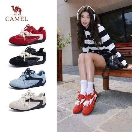 【胡可推荐】骆驼女鞋德训鞋双鞋带薄底休闲板鞋百搭休闲鞋女款