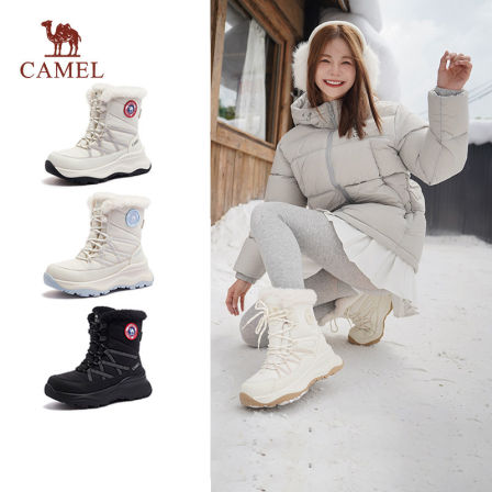 骆驼熔岩雪地靴2025冬季新款东北加厚户外增高防水加绒中筒棉鞋女