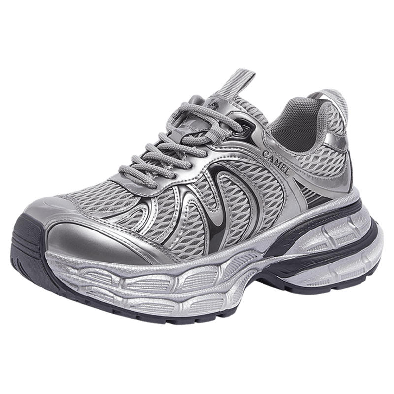 骆驼银月2代老爹鞋女2025秋新款厚底增高休闲银色跑步鞋运动鞋女主图