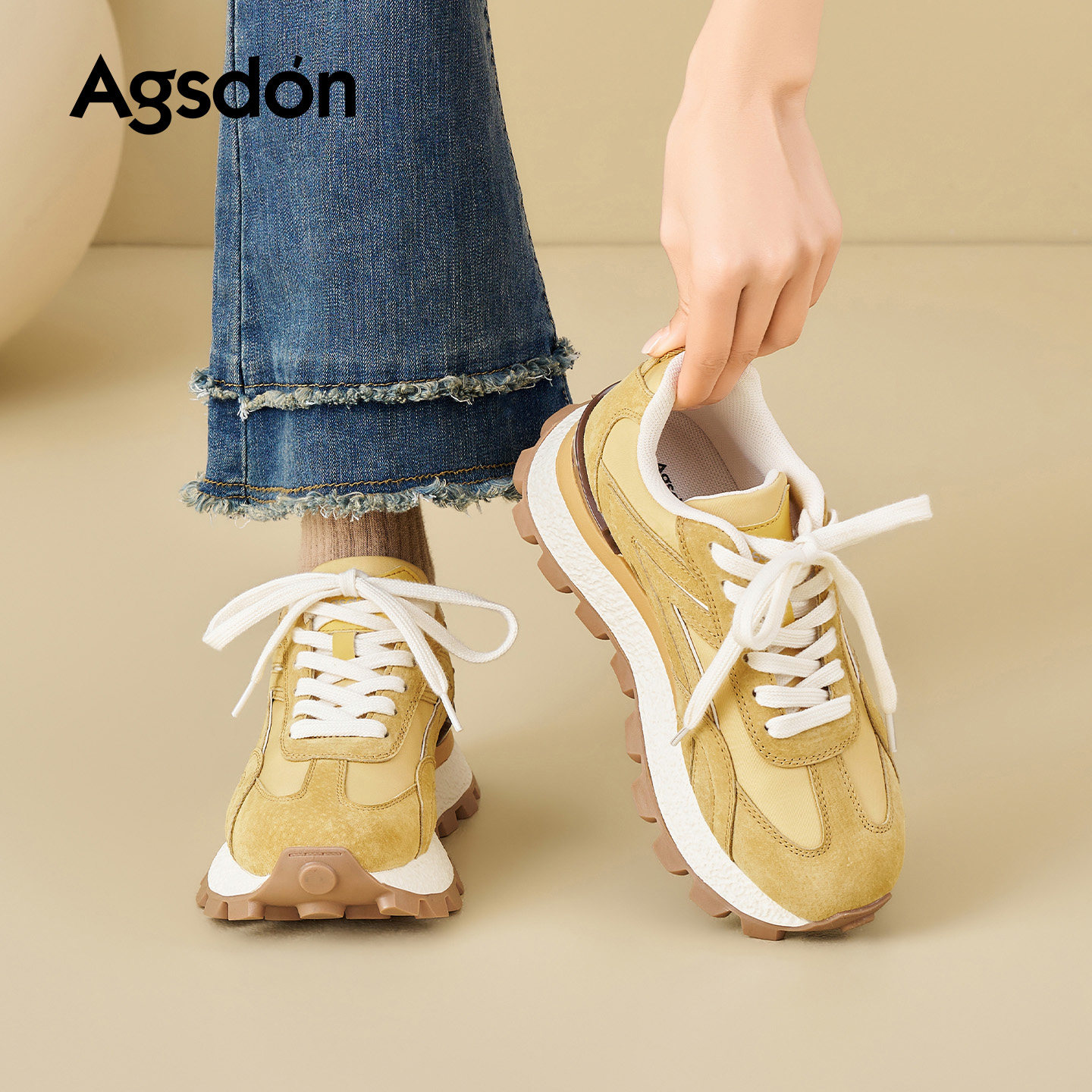 奥古狮登复古阿甘鞋女2026新款春季超火厚底增高德训鞋休闲运动鞋主图