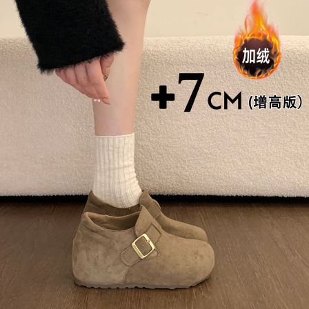 巨好看内增高7cm厚底加绒勃肯鞋女2025新款冬雪地靴棉鞋乐福单鞋