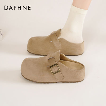 达芙妮勃肯鞋女2025新款春季一脚蹬鞋子包头半拖鞋百搭厚底单鞋女