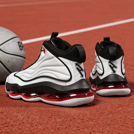 运动鞋男款初中学生旋转扣篮球鞋减震气垫跑鞋皮面防水青少年潮鞋