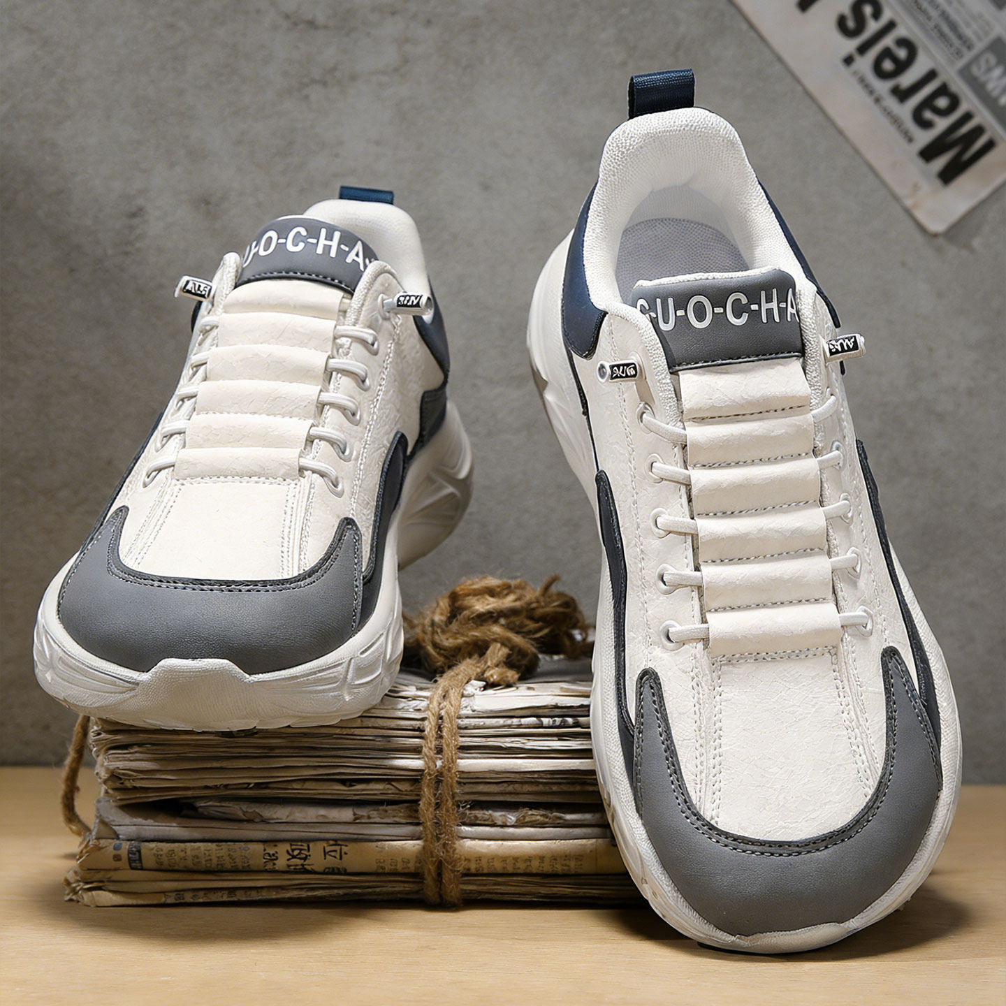 男鞋2026新款大头板鞋懒人不系带皮面防水户外运动男士宽头运动鞋主图