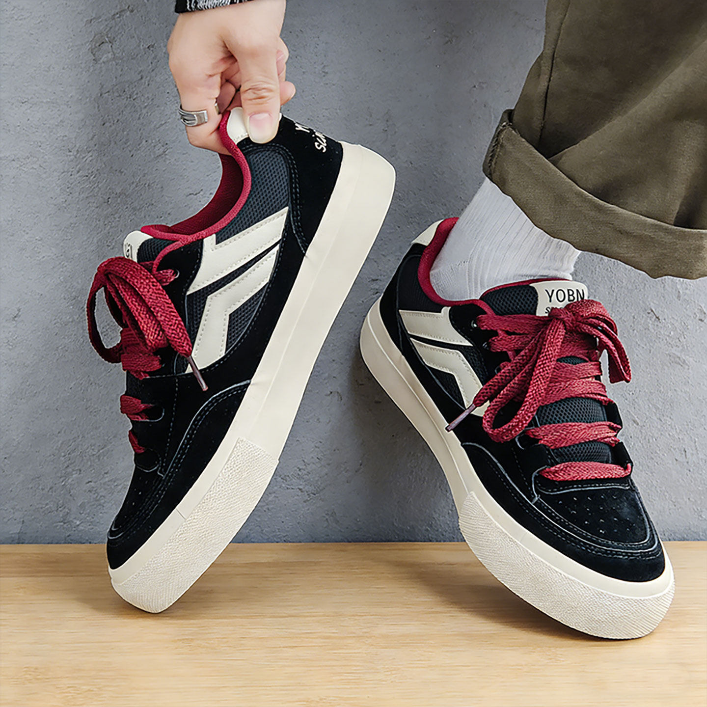 学生百搭休闲鞋男款2026新款潮流透气防臭帆布鞋增高厚底男士板鞋主图