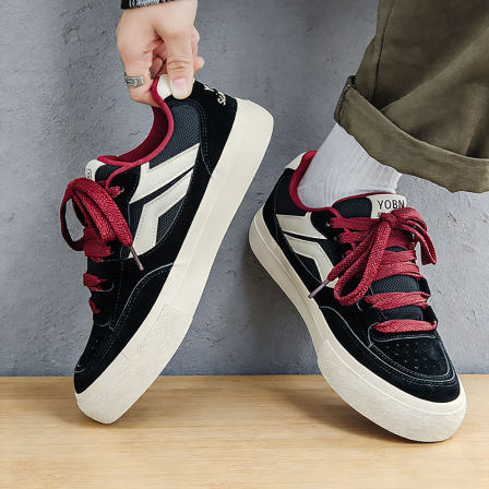 学生百搭休闲鞋男款2026新款潮流透气防臭帆布鞋增高厚底男士板鞋