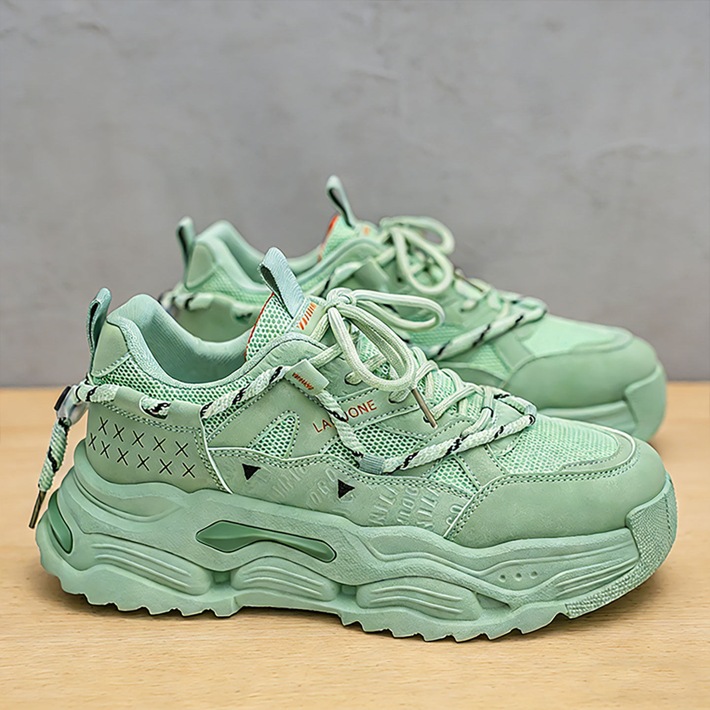 绿色老爹鞋男款高级感个性潮流增高厚底鞋男时尚百搭学生运动鞋子主图