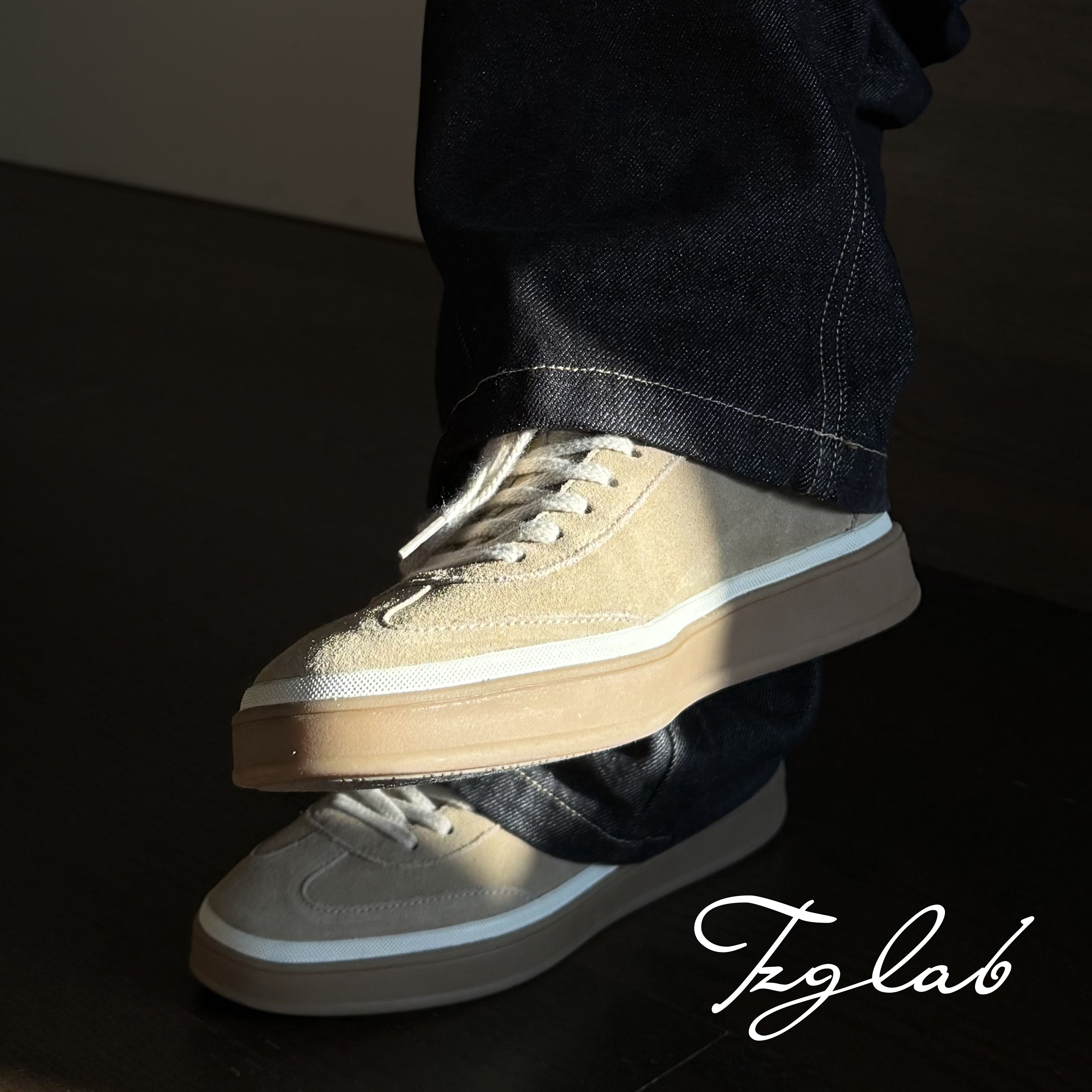 TZG【明星同款】头层牛皮/翻毛皮老钱风防滑德训鞋男百搭休闲板鞋主图