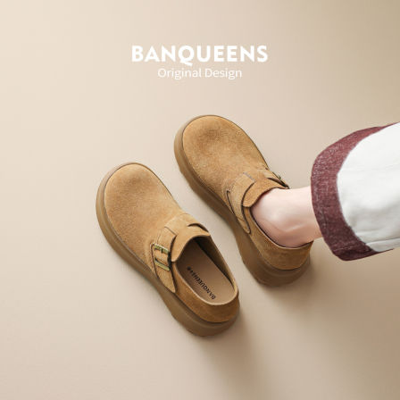 半曲高级感6cm增高版勃肯鞋女2026新款魔术贴厚底松糕鞋复古单鞋