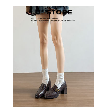 真皮~复古粗跟乐福鞋女2026新款英伦风小皮鞋通勤一脚蹬高跟单鞋