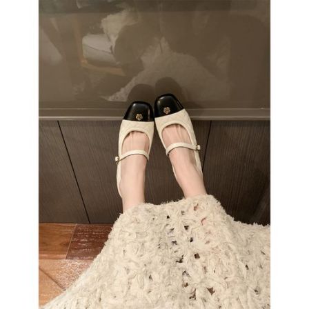 【苏茵茵】人间富贵花~4.5cm内增高菱格方头玛丽珍单鞋女E6123001