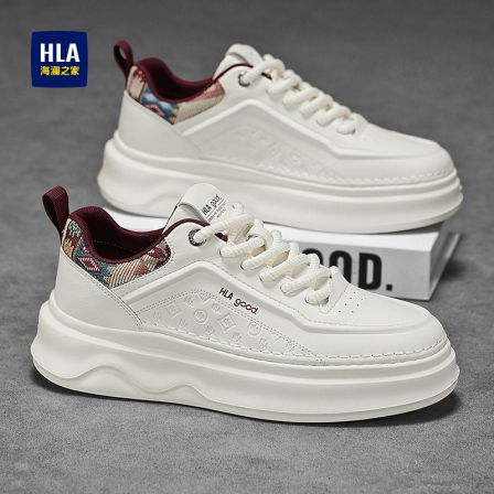 HLA/海澜之家男鞋2026早春新款休闲板鞋百搭潮流增高厚底小白鞋男
