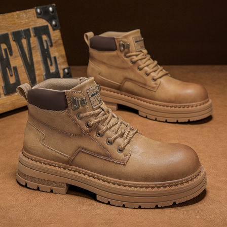 一抹微蓝甄选 2025新款4.5CM牛皮拼接厚底德训休闲运动鞋XWJ003-2