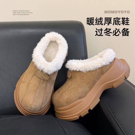 辰辰妈勃肯毛毛拖女秋冬新款复古加绒保暖厚底增高懒人一脚蹬拖鞋
