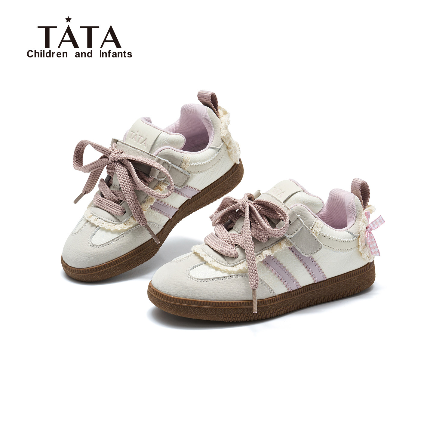 TATA他她童鞋女童运动鞋春季新款板鞋德训鞋透气休闲女孩儿童鞋子主图