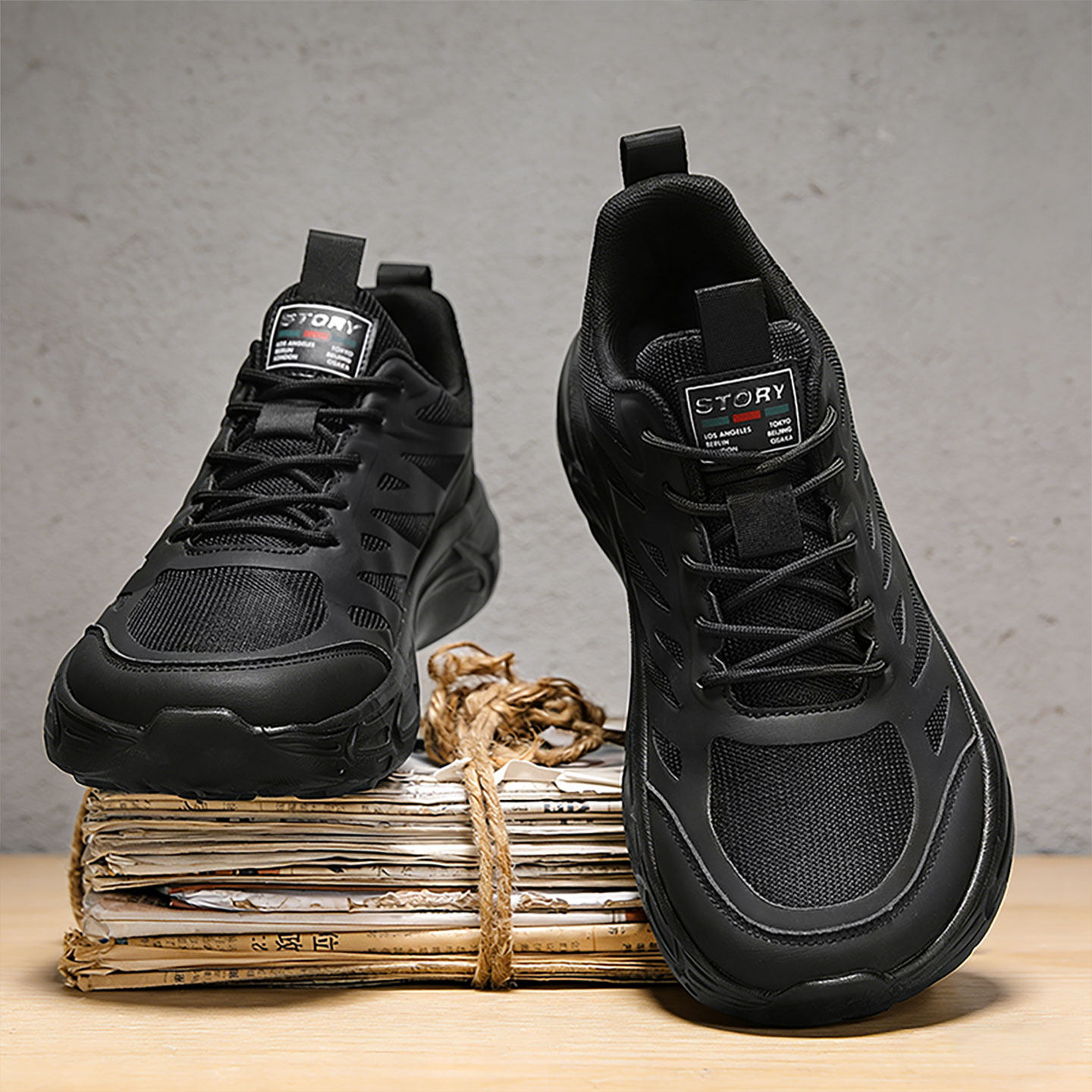 宽头运动鞋男士大码加宽加肥厚底宽楦大头鞋男款透气户外休闲鞋子主图