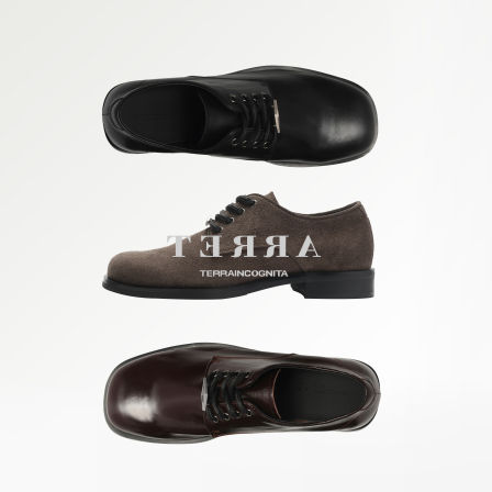 三色牛皮革方头系带德比休闲增高皮鞋日常通勤百搭TERRAINCOGNITA