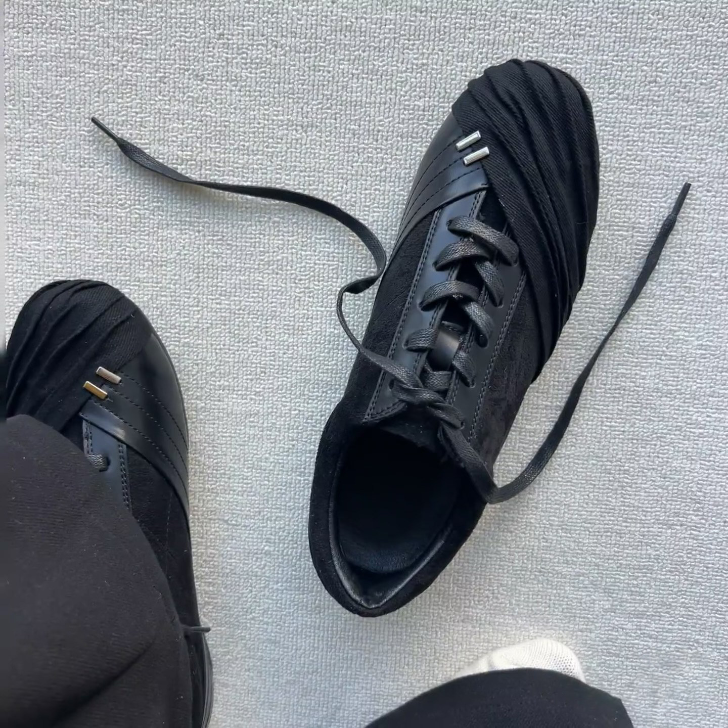 斜刘海圆头德训鞋男圆头薄底赛车鞋系带平底阿甘鞋百搭运动休闲鞋主图