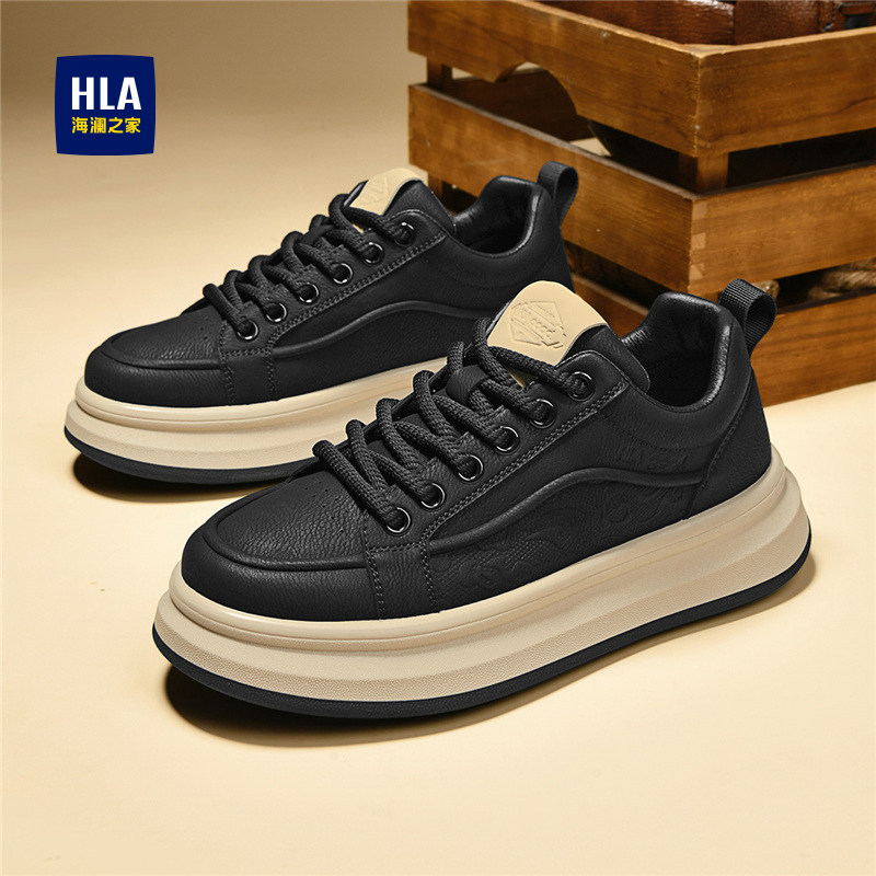 海澜之家男鞋春秋冬季2026新款黑色休闲皮鞋增高运动板鞋男士潮鞋主图