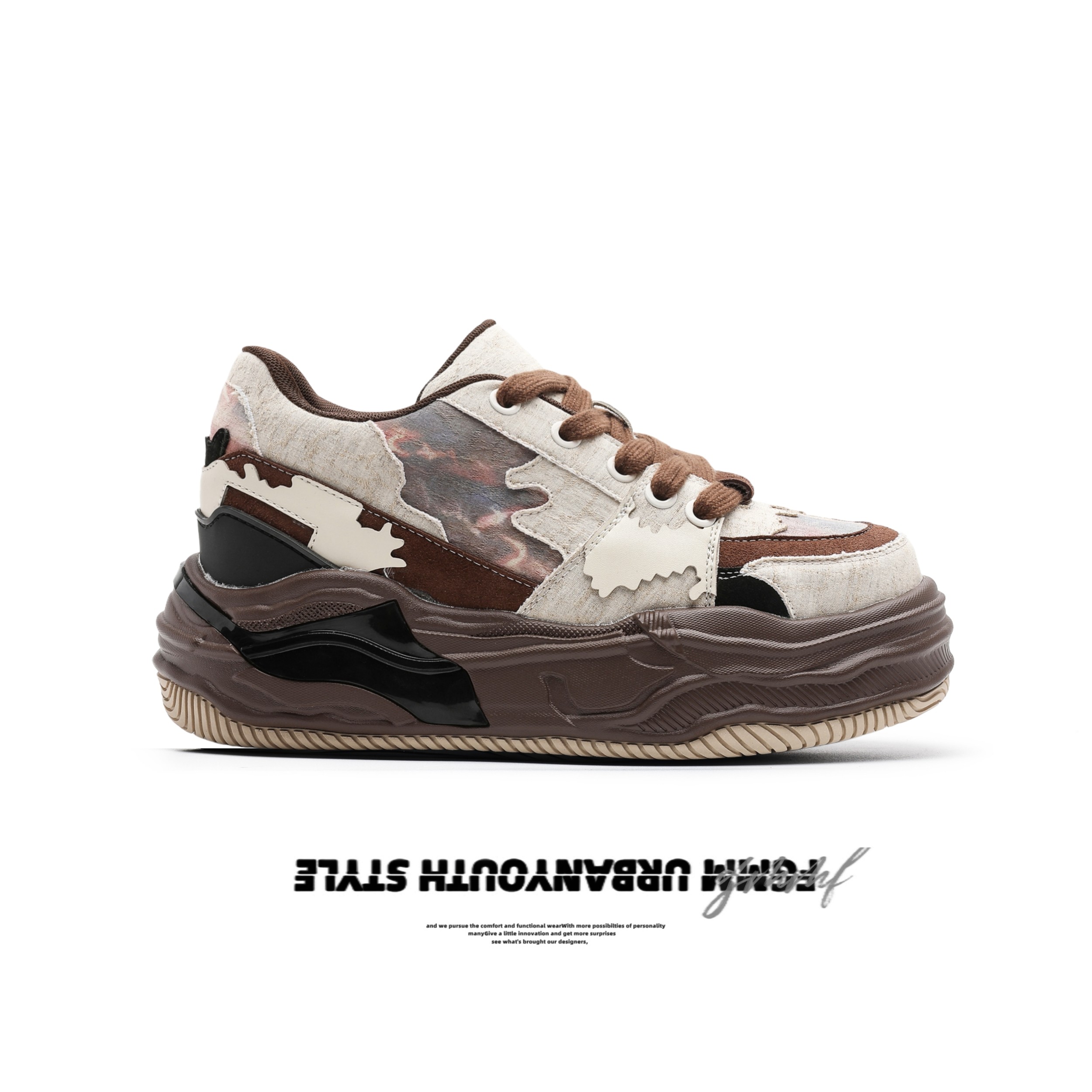 FGMM 火烧云8CM隐形增高鞋子男鞋休闲板鞋厚底男女款琥珀风溶解鞋主图