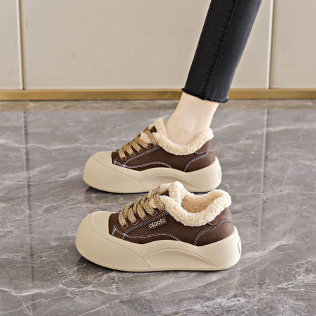 厚底毛毛鞋女外穿2025新款冬季女鞋加绒雪地靴保暖休闲运动棉鞋子