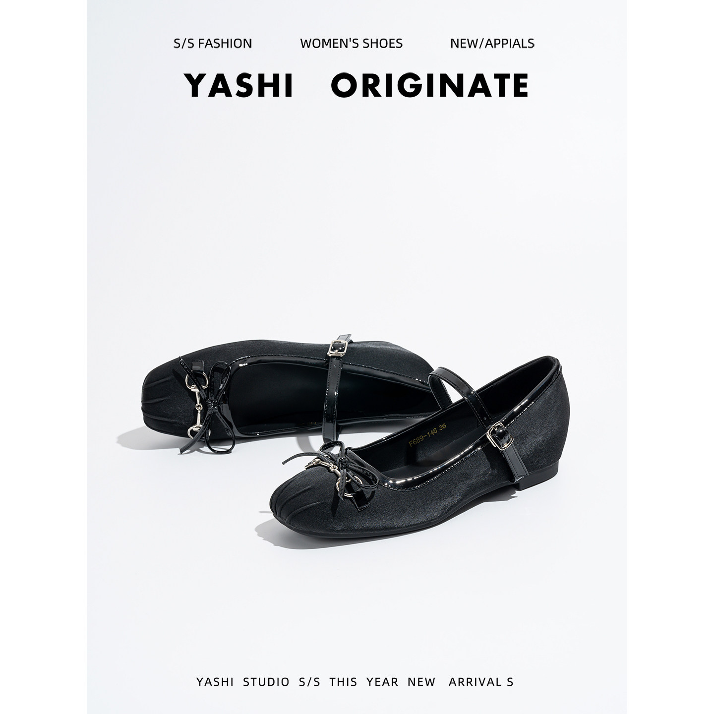 羊皮版~经典黑色蝴蝶结芭蕾舞鞋女2026春新款休闲百搭玛丽珍单鞋主图