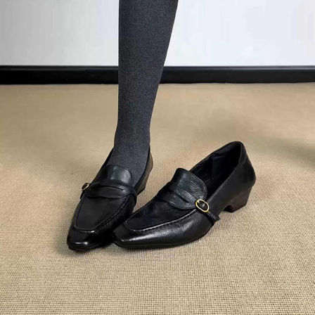 羊皮版~法式优雅通勤气质百搭显瘦小皮鞋女英伦风一脚蹬舒适单鞋