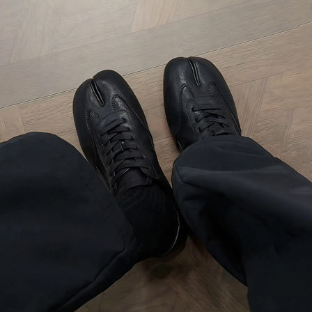 Wheat house ~！小众复古分趾小皮鞋女系带真皮平底休闲德训鞋子