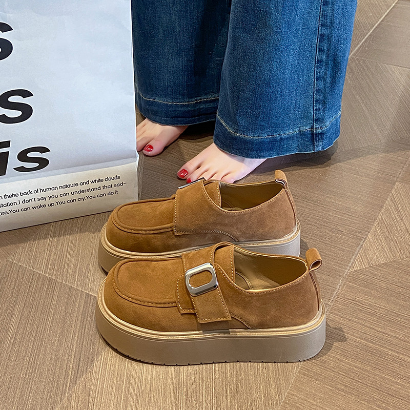 厚底复古乐福鞋女2026新款春季增高大码4142博肯单鞋一脚蹬勃肯鞋主图