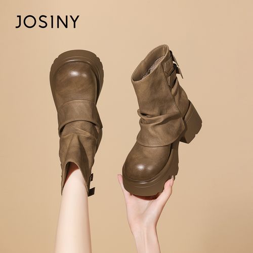 卓诗尼厚底马丁靴2025秋冬新款粗跟美拉德短靴爆款阔腿裤鞋子靴子主图