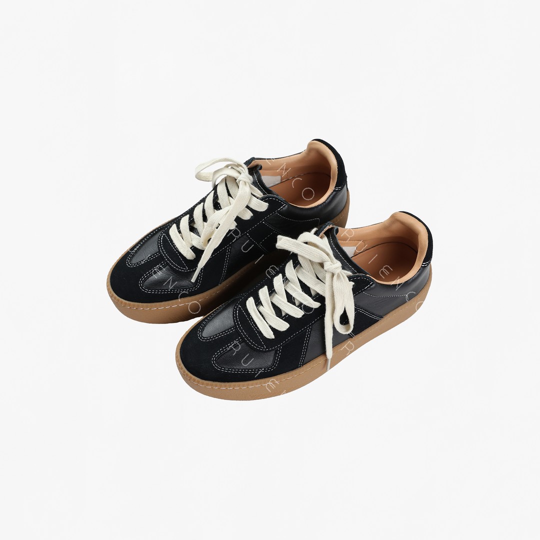 我是摩羯 厚底德训鞋 进口纳帕小牛皮橡胶大底牛反绒拼接鞋子主图