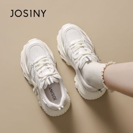 【朦胧】卓诗尼2026春季新款超轻厚底增高透气网面老爹鞋女款运动鞋