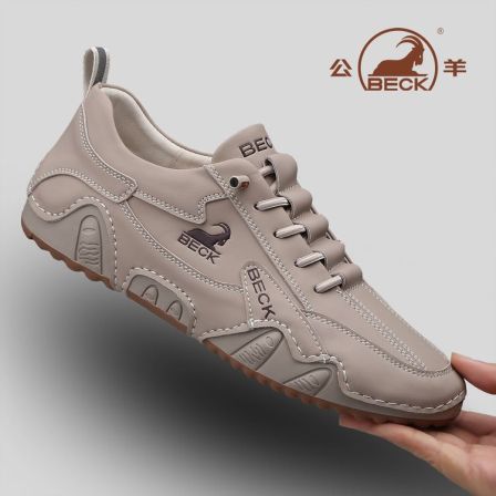 BECK/公羊男鞋真皮2026新款低帮透气软底防滑男士时尚百搭休闲鞋