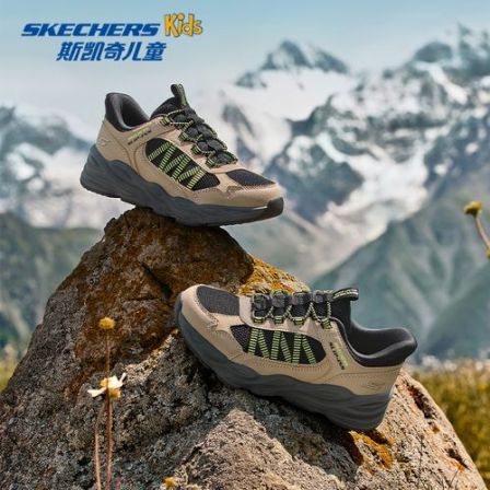 Skechers斯凯奇儿童山迈闪穿鞋男童春秋运动鞋专业户外徒步登山鞋