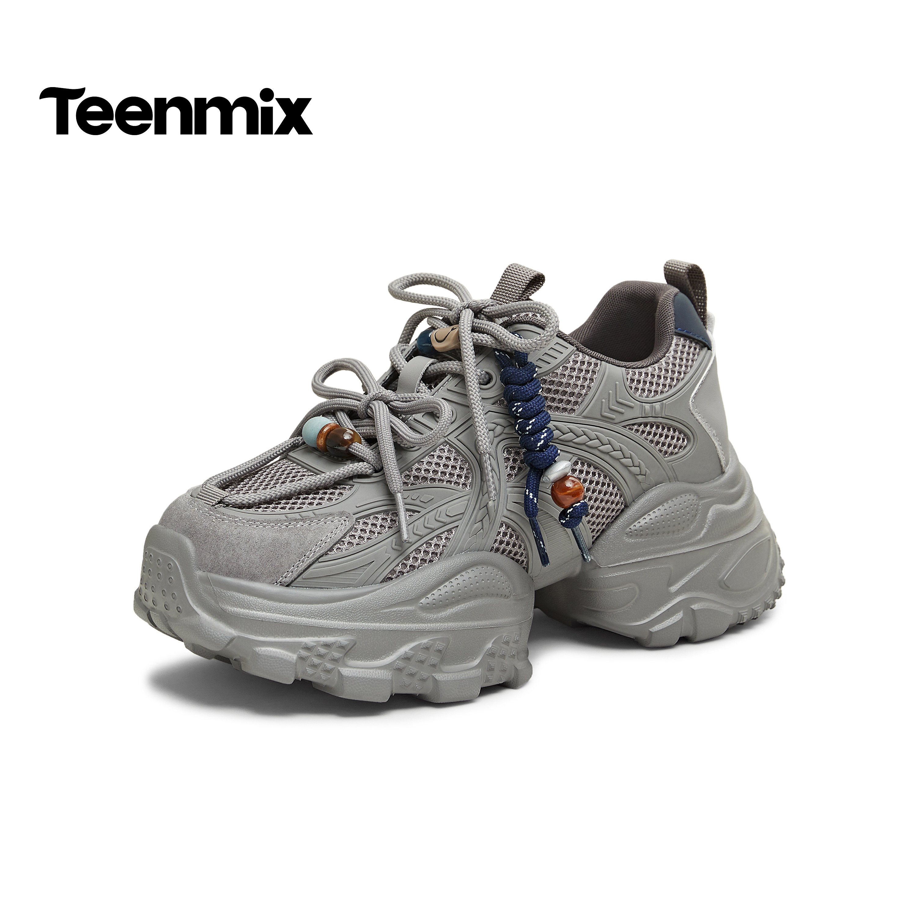 【马年系列】天美意蝶舞老爹鞋厚底增高红色运动鞋女春复古休闲鞋主图