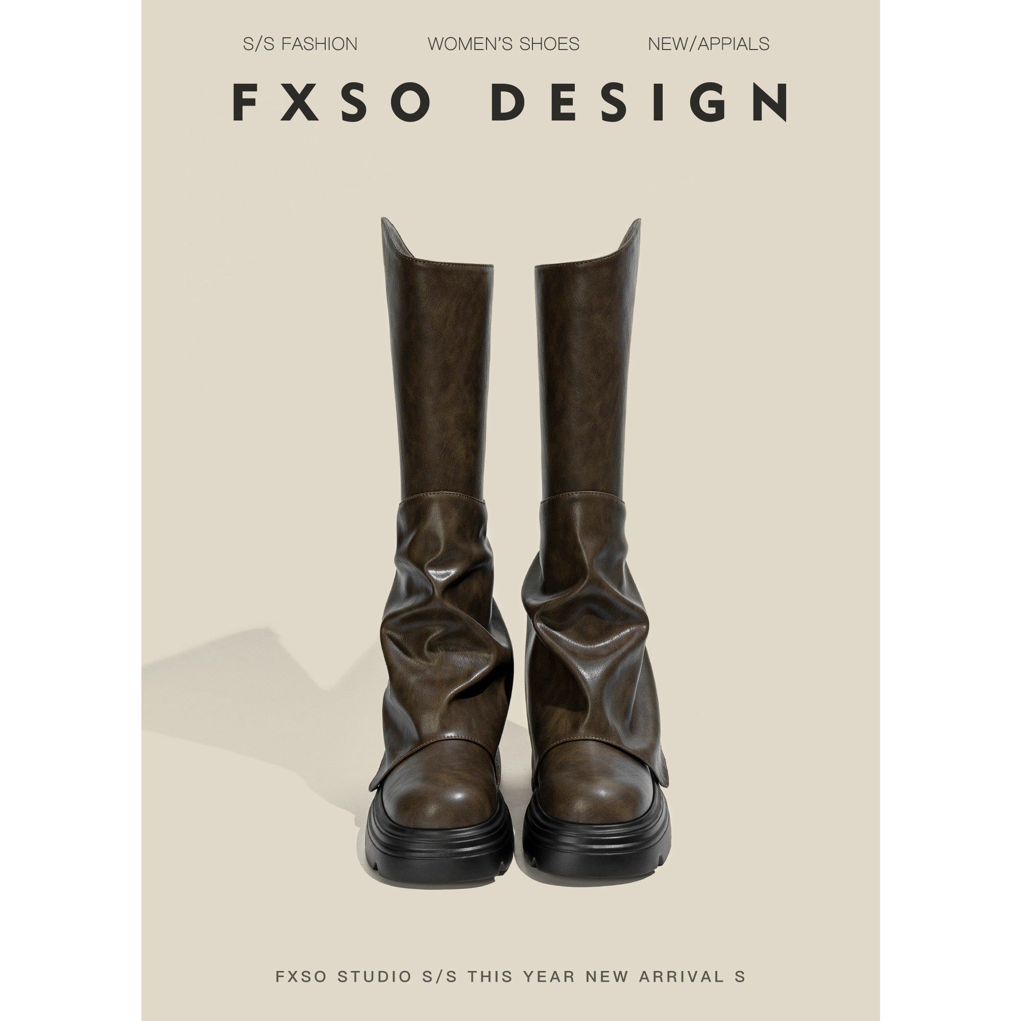 真皮【方巷大叔】2026新款裤管靴厚底小个子增高显瘦高筒长筒靴女主图