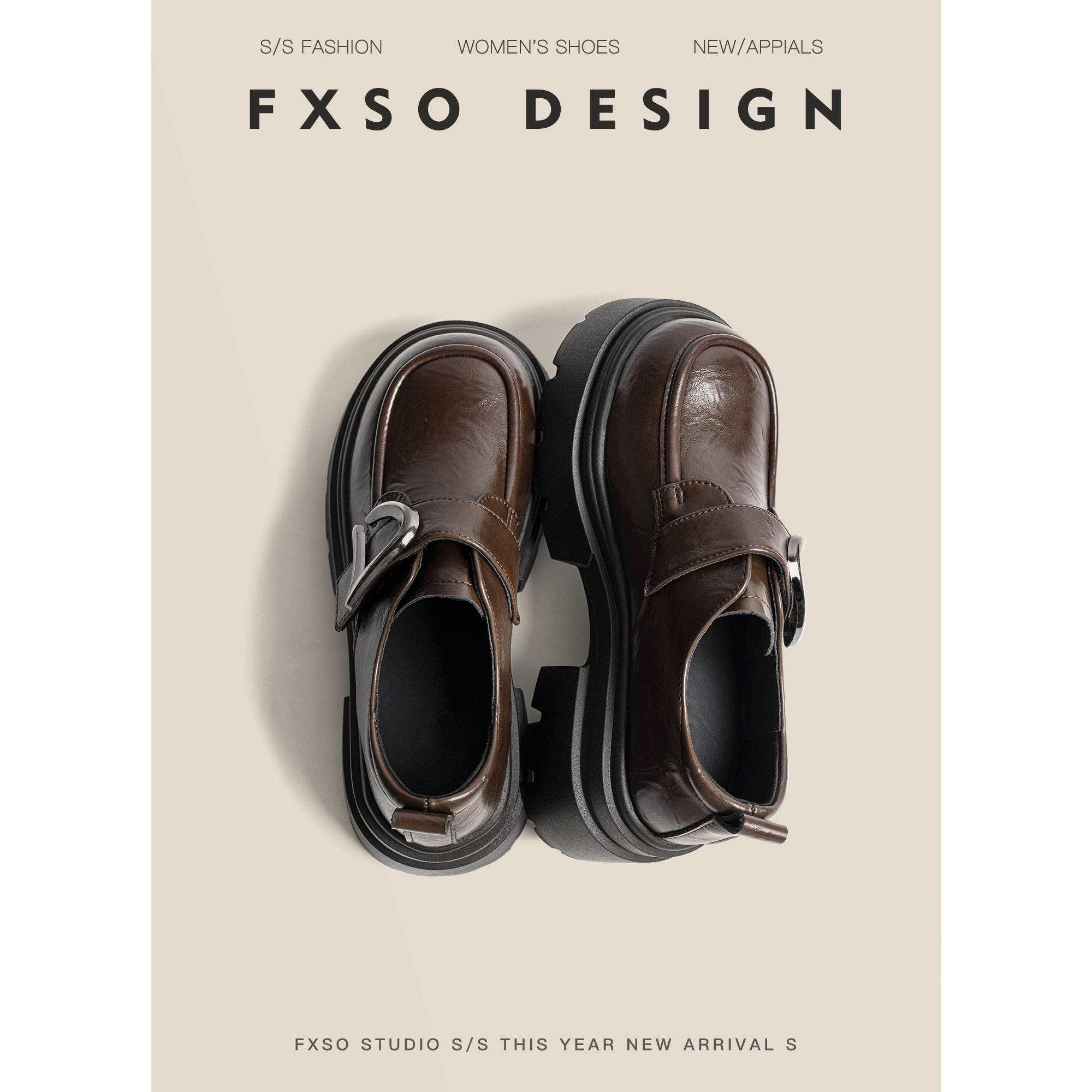 真皮方巷大叔2026春季新款乐福鞋厚底配裙子皮带扣复古小皮鞋女款主图