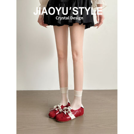 真皮~骄屿 内增高红色德训鞋女2026新款春秋阿甘鞋百搭运动休闲鞋