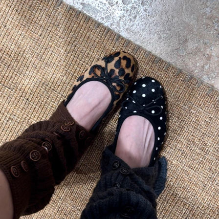 羊皮版~蝴蝶结百搭晚晚风小单鞋女一脚蹬圆头简约舒适软底平底鞋