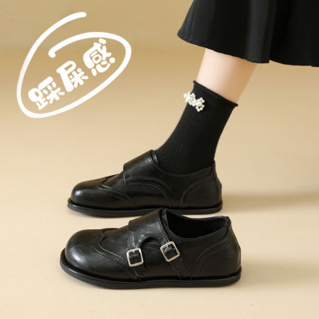 英伦复古牛津鞋女2026新款黑色平底配裙子小皮鞋法式气质玛丽珍鞋