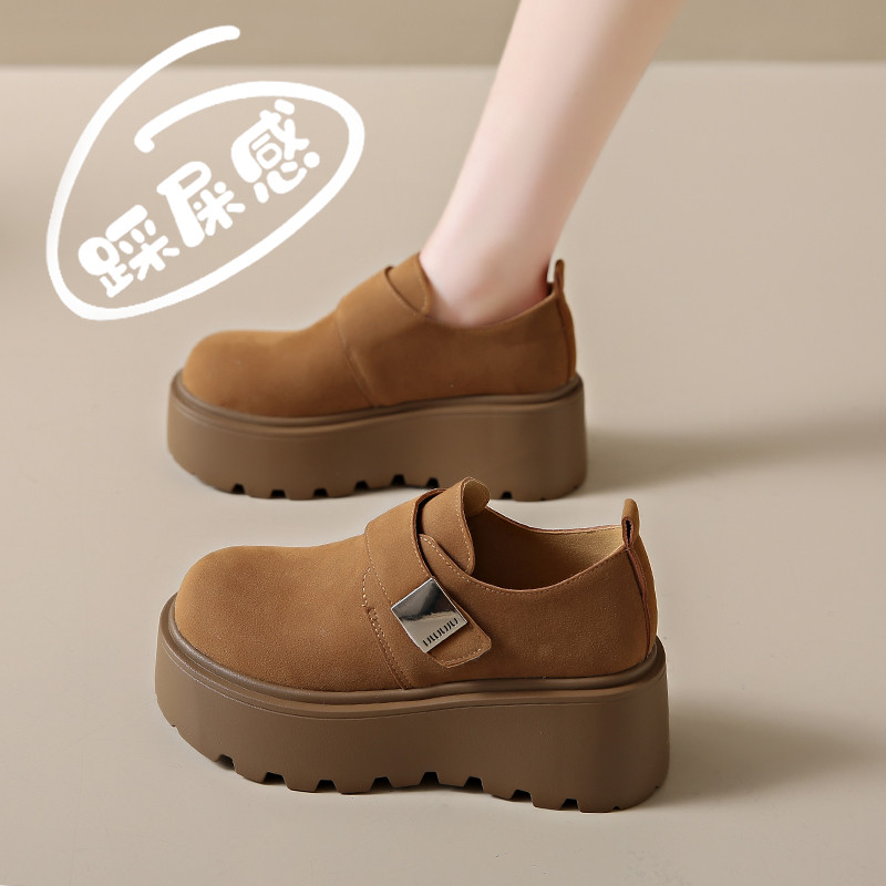 小个子增高厚底勃肯鞋女春季2026新款全包百搭乐福鞋34码博肯单鞋主图