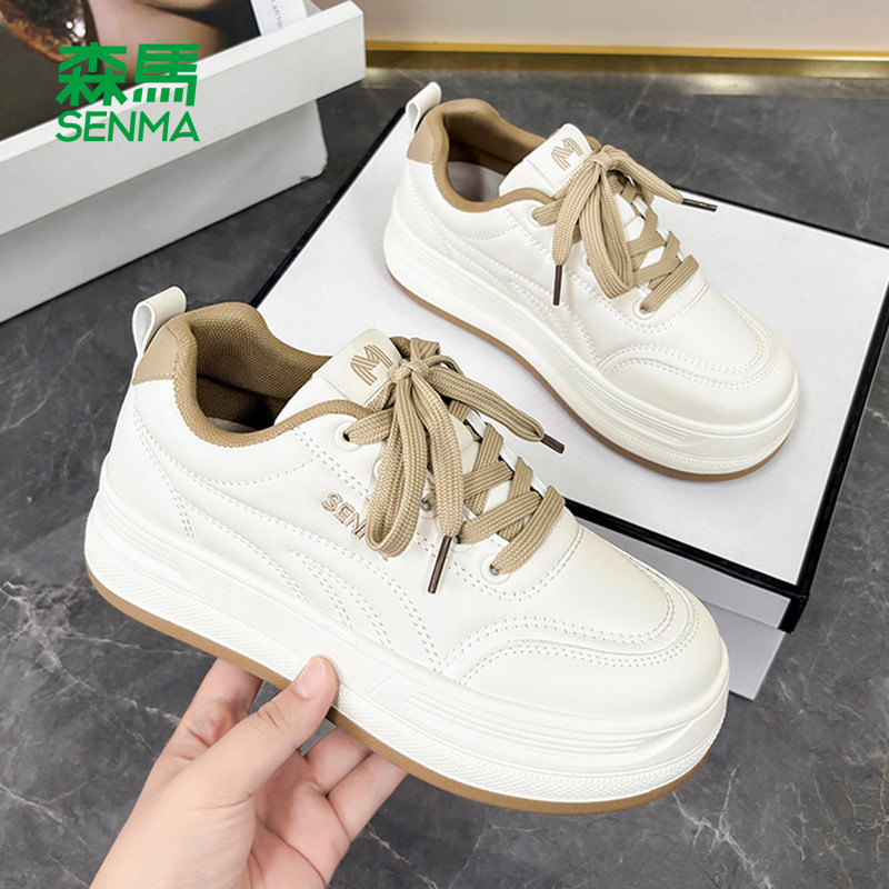 森马女鞋小白鞋女春季2026新款爆款时尚百搭休闲鞋厚底板鞋子女款主图