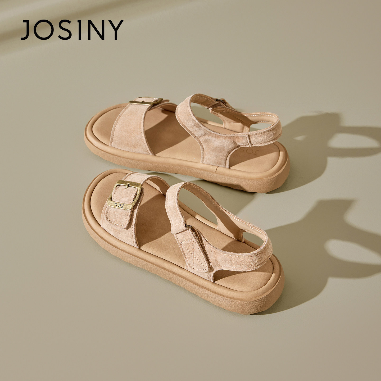 卓诗尼软底魔术贴外穿凉鞋女2026新款夏季百搭休闲沙滩鞋勃肯鞋子主图